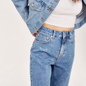 topshop diamante high waist cropped jeans W26 L32